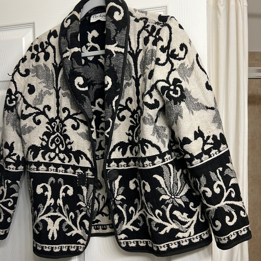 Flashback Black Embellished Button-up Jacket Size Small